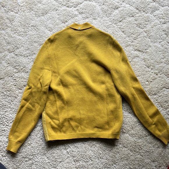 Vintage chartreuse sweater with suede detail - Picture 4 of 5